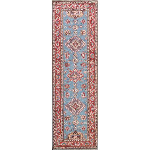 Geometric Traditional Oriental Kazak Runner Rug Wool Hand-knotted - 2'8" x 9'6"