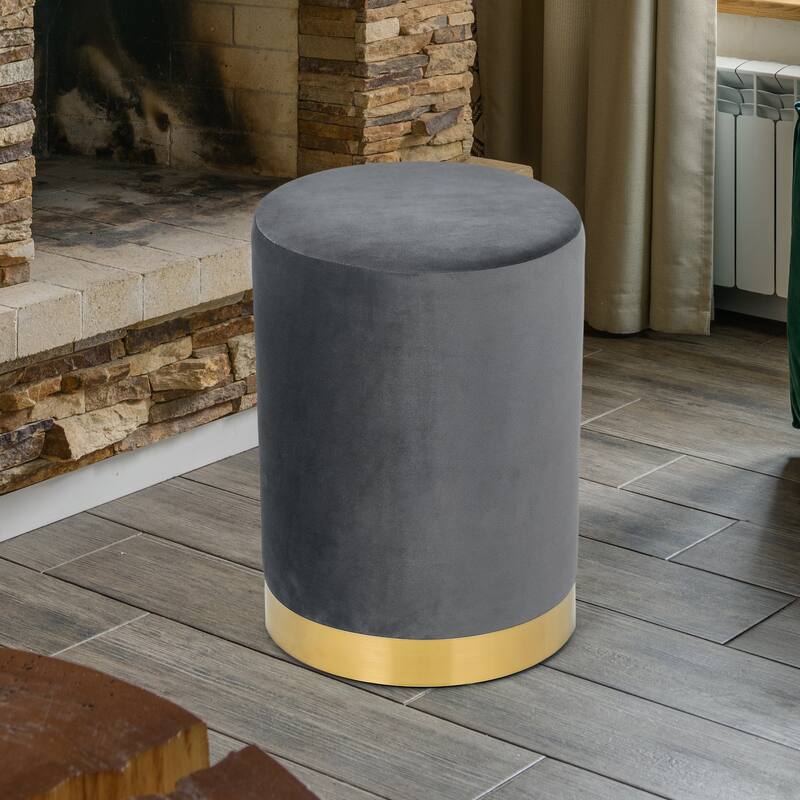 Adeco Footstool Ottoman Vanity Stool with Gold Base On Sale Bed