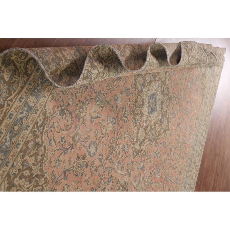 Hand Knotted Oriental 100% Wool Carpet Traditional Floral Pink Mashad Area Rug - 11' 8'' X 8' 4''