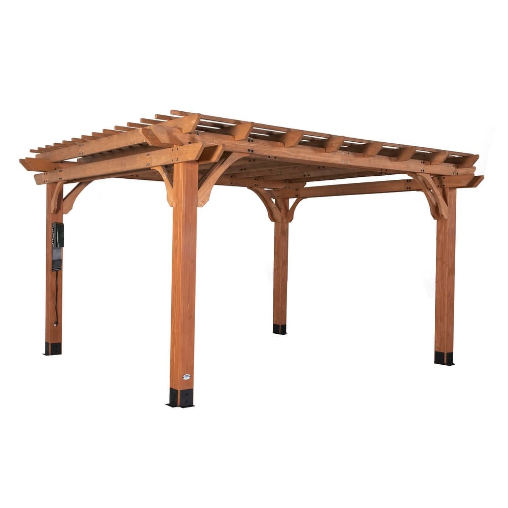 Backyard Discovery Beaumont 14'x12' Cedar Wood Pergola w/ Trellis Roof