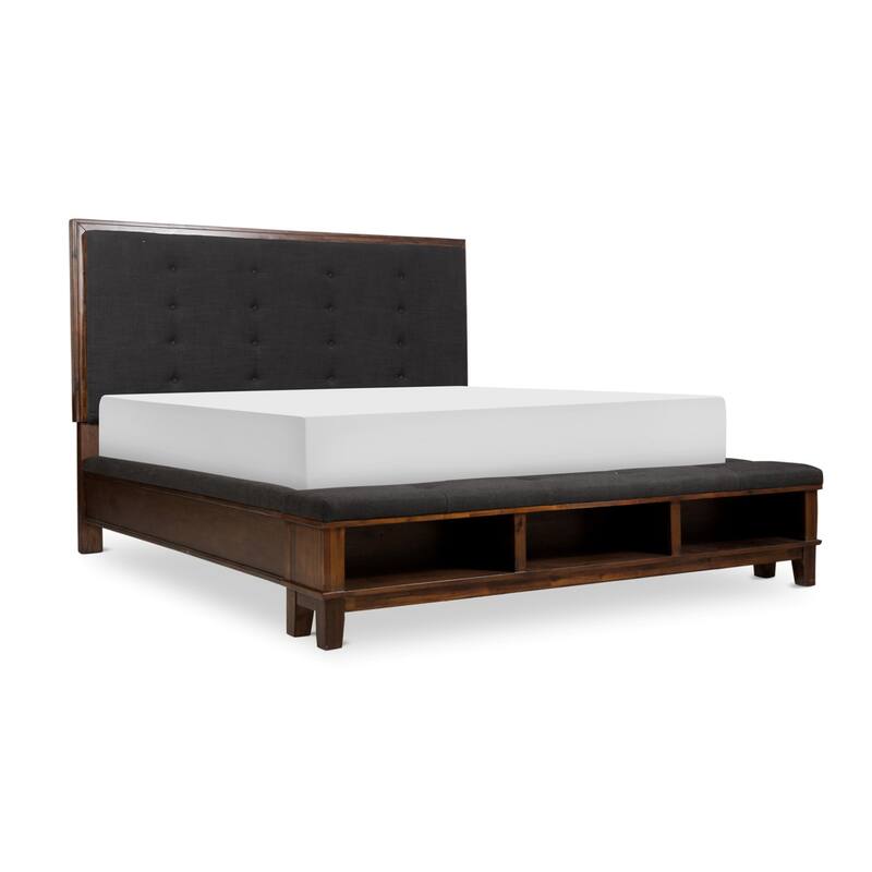Merna Black Fabric Upholstered Tufted Storage Bed