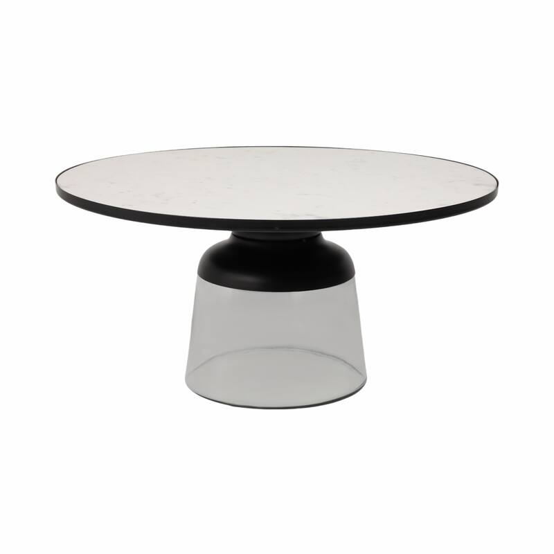 Modern Metal Stone Marble Accent Table with Stylish Decorative Base - 34" x 34" x 17"