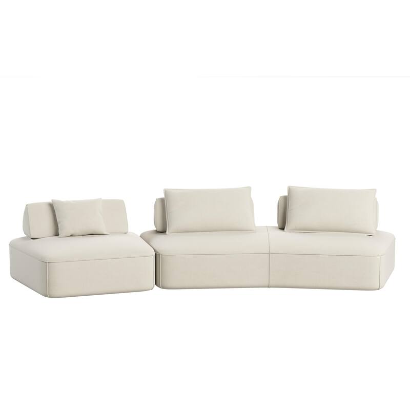 GDFStudio - Modern 139" Oversized Chenille Upholstered Modular Deep Seat Sectional Sofa with Removable Backrests & Soft Pillows
