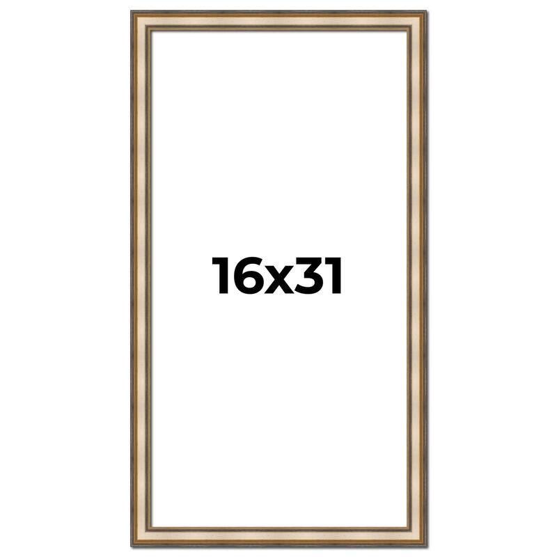16x31 Frame Gold Solid Wood Shadow Box Width 1.5 Inches | Interior Frame Depth 2 3/8 Inches