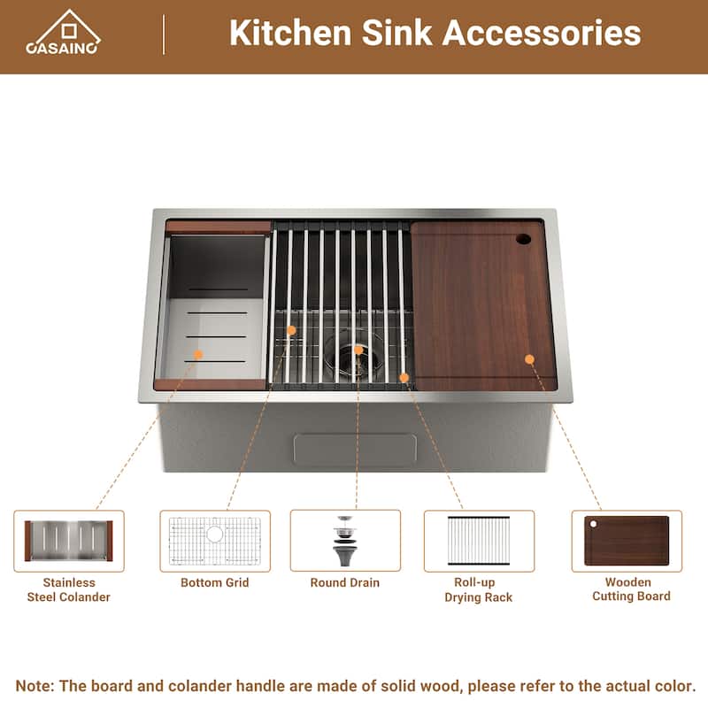 Undermount Nano Brushed Stainless Steel Workstation Kitchen Sink with Sensor-Activated Kitchen Faucet and Accessories
