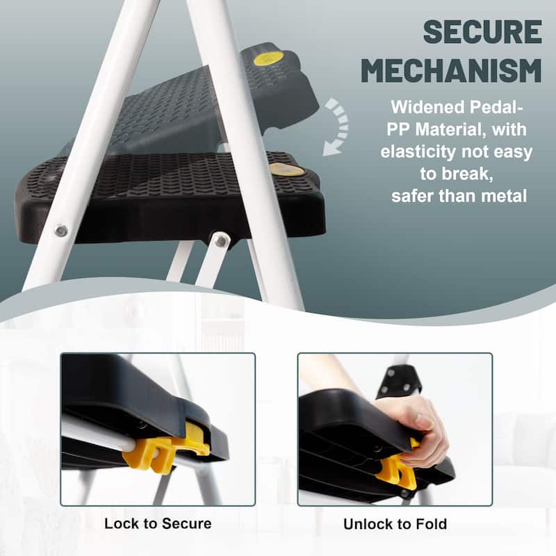 4 Step Ladder, Folding Step Stool with Tool Platform, Sturdy& Portable ...
