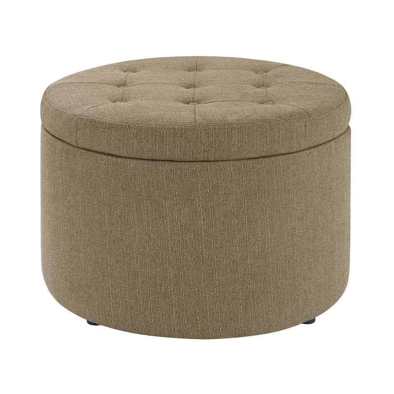 Convenience Concepts Designs4Comfort Round Shoe Storage Ottoman - Sandstone Fabric