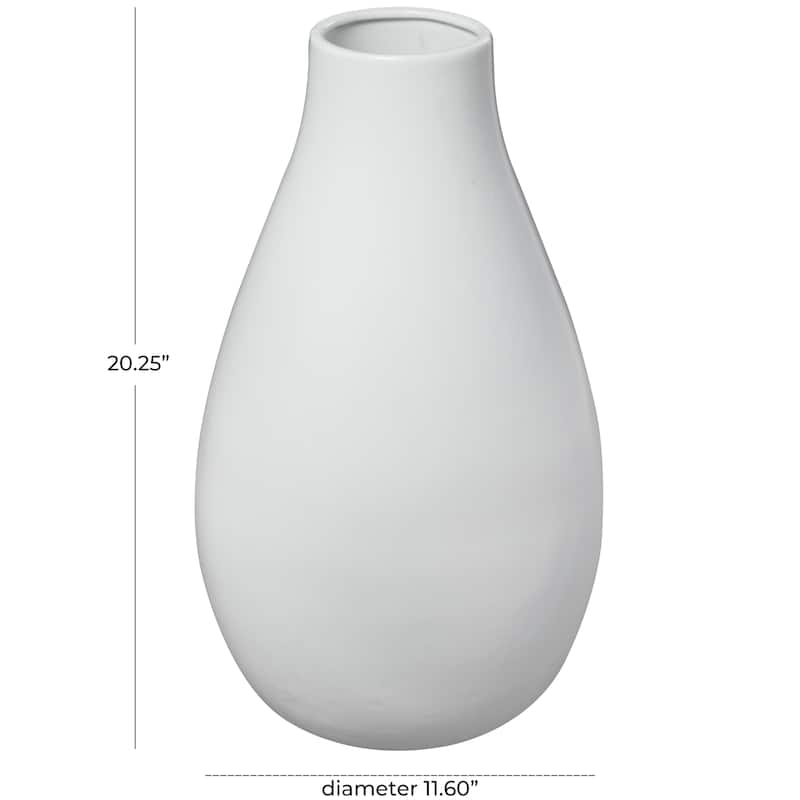 White Ceramic Decorative Vase - 12"W, 20"H