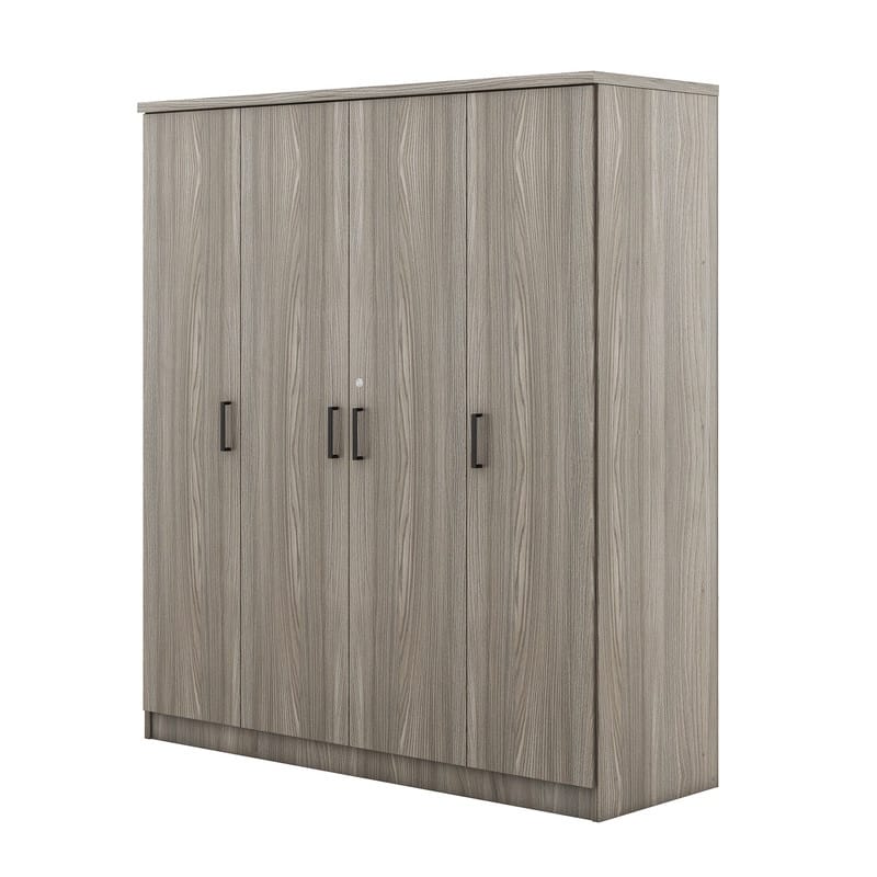 Modern Wardrobe with 4-Door and 1 Drawer, High Cabinet Closet, Tall Bedroom Armoires with Shelves and Hanging Rods for Bedroom