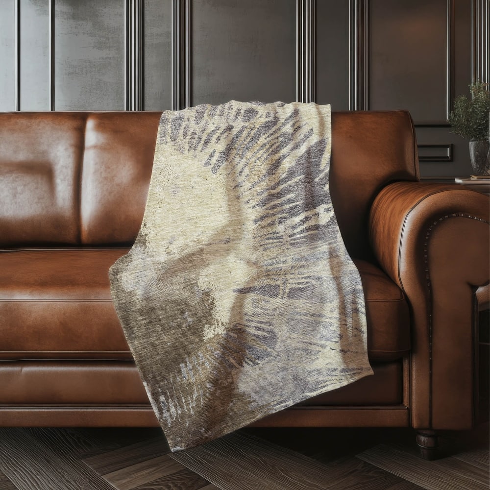 Premium Machine Washable Contemporary Abstract Sherpa Throw Blanket