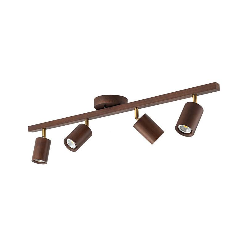 4-Light Walnut Wood Grain Adjustable Linear Track Light 39.4in
