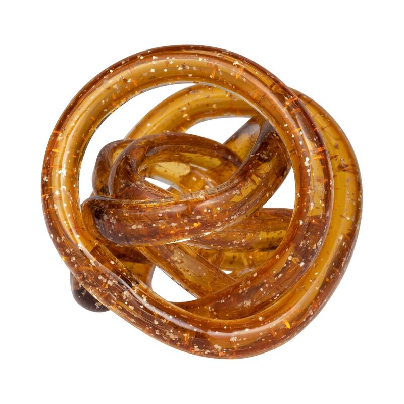 Sagebrook Home Sculptural Glass Abstract Knot, Decorative Objects, Home Accent Piece - 4" x 4" x 4" - Orange
