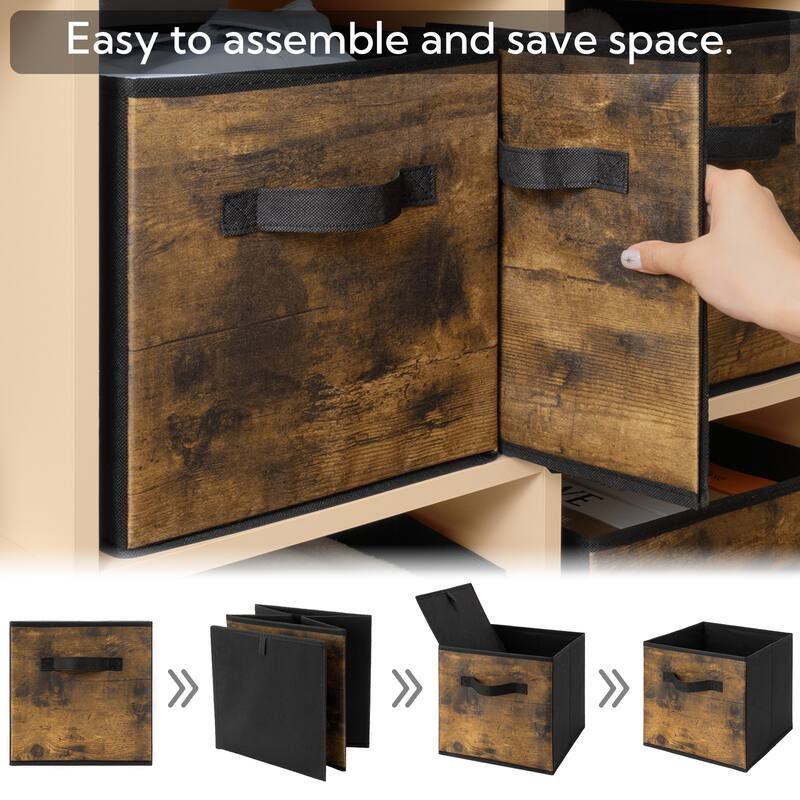 6 Pack Fabric Storage Cube Bins, Collapsible Cube Organizers with Handles