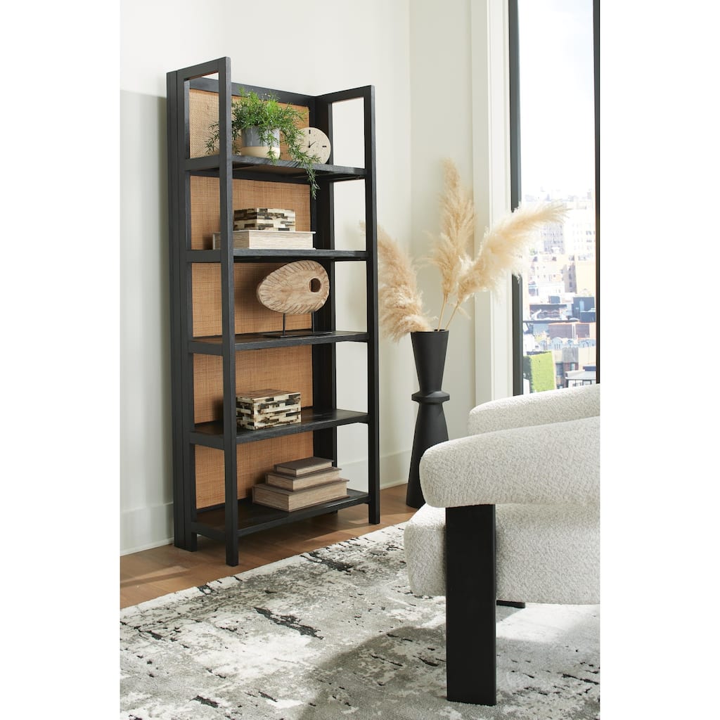 Signature Design by Ashley Abyard Black/Natural Bookcase - 30.13" W x 14" D x 70" H