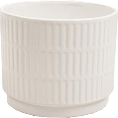 White With Lines Planter