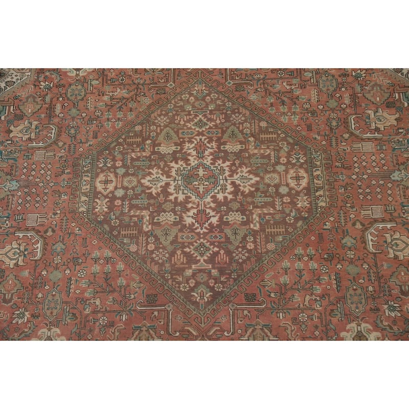 Handmade Geometric Tabriz Persian Vintage Rug Oriental Wool Carpet - 9'10" x 12'7"