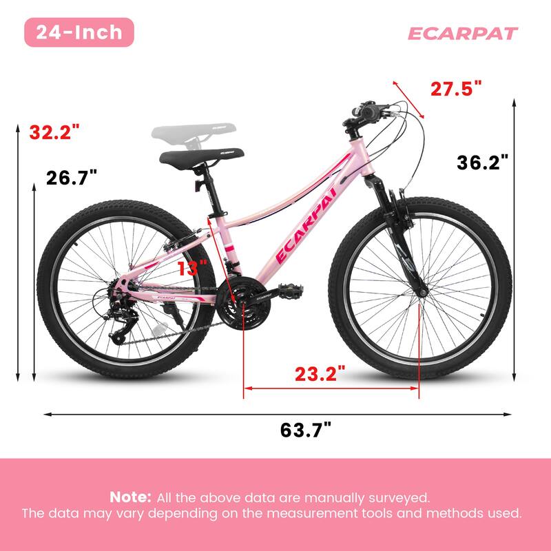 Women/Teens' Bicycle - Shock-Absorbing Front Fork, Multiple Speeds, V-Brakes, Mountain Tires - 24