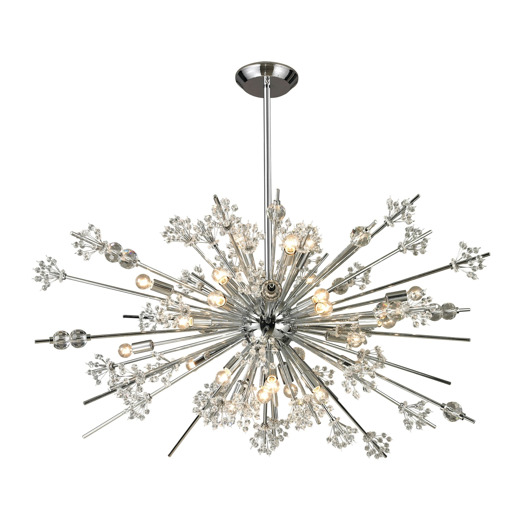 29-Light Starburst Polished Chrome Ceiling Chandelier - 48"
