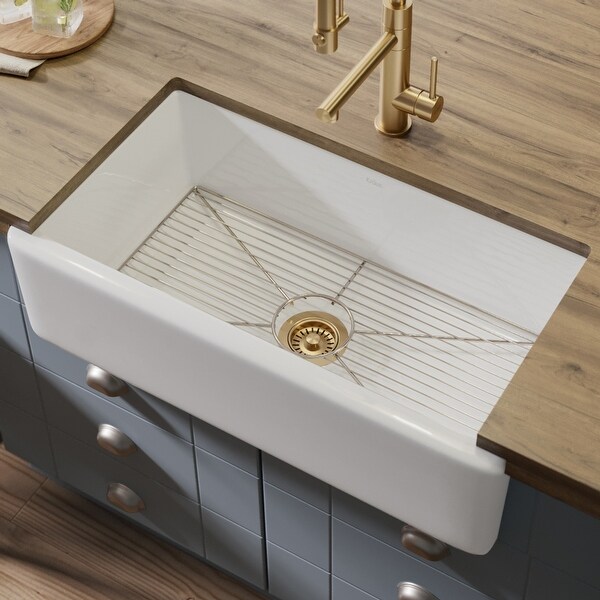 KRAUS Turino 33-in Farmhouse Apron Front Fireclay 1-Bowl Kitchen Sink. Opens flyout.