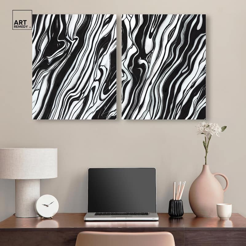 Abstract Lines Set Canvas Set of 2 by Art Remedy, Gallery Wrapped
