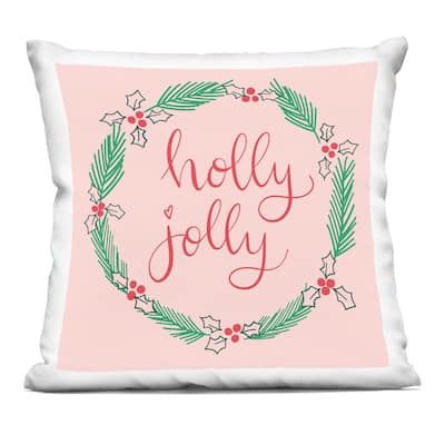 Stupell Minimal Holly Jolly Wreath Decorative Printed Throw Pillow Design by Sazerelli Designs