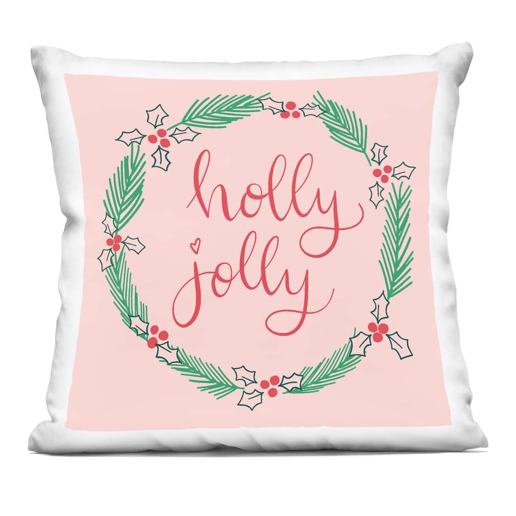 Stupell Minimal Holly Jolly Wreath Decorative Printed Throw Pillow Design by Sazerelli Designs