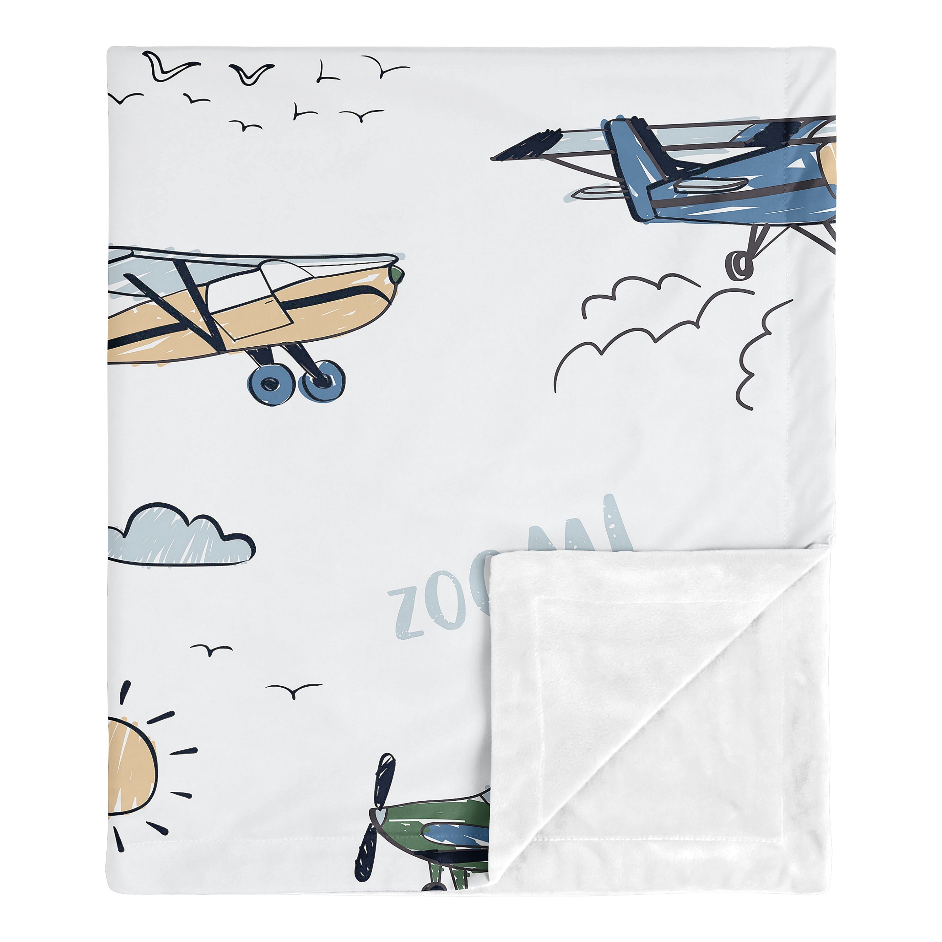 Sweet Jojo Designs Vintage Airplane Boy Baby Receiving Security Swaddle Blanket Green Blue Yellow Airplanes Plane Transportation