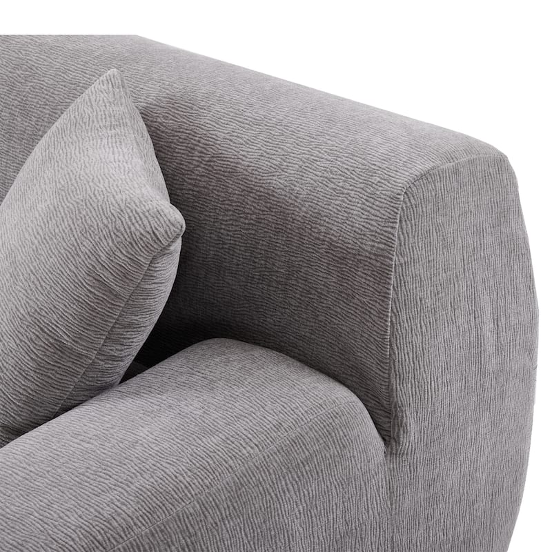 L-Shape Modular Sectional Sofa with Chaise Lounge, Oversized Chenille Upholstered Sofa, 3 Seater Sofa with 2 Throw Pillows