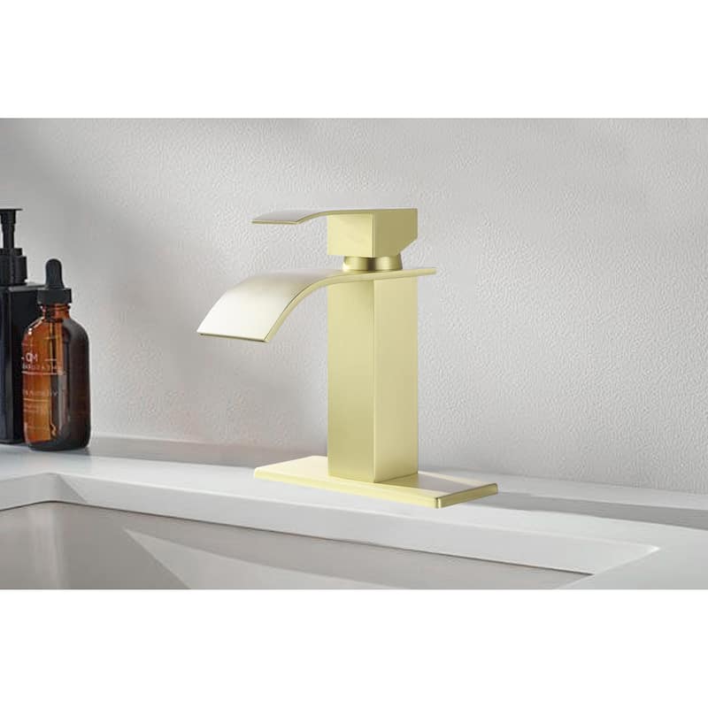 Waterfall Spout Single Handle Bathroom Sink Faucet