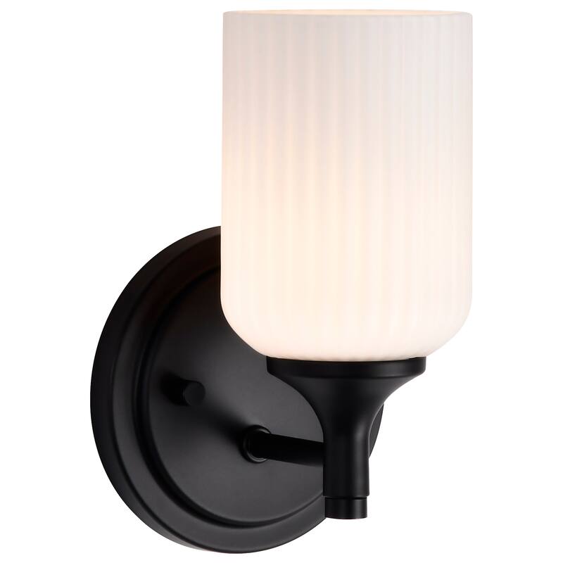 Solara 1 Light Wall Sconce Matte Black Finish Frosted Ribbed Glass - Matte Black