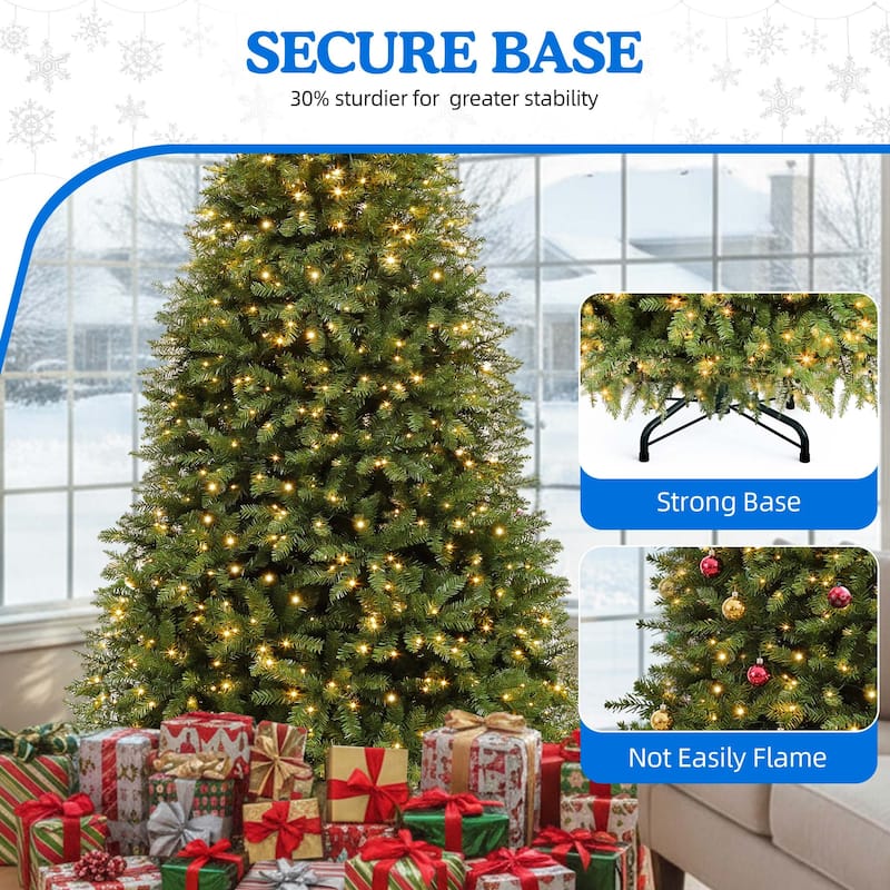 Elegant Pre-Lit Artificial Christmas Tree Collection , Multiple Styles with Remote Control & Snow Flocking