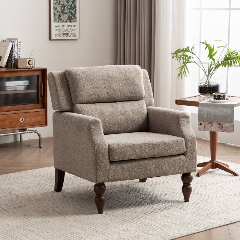 Upholstered Armchair With Wood Legs, Accent Chair