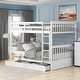 preview thumbnail 57 of 72, Wooden Bunk Bed Frame with Pull Out Storage Drawers, Headboard, Footboard, Ladder, Full-length Guardrail for Kids, Teens White - Full
