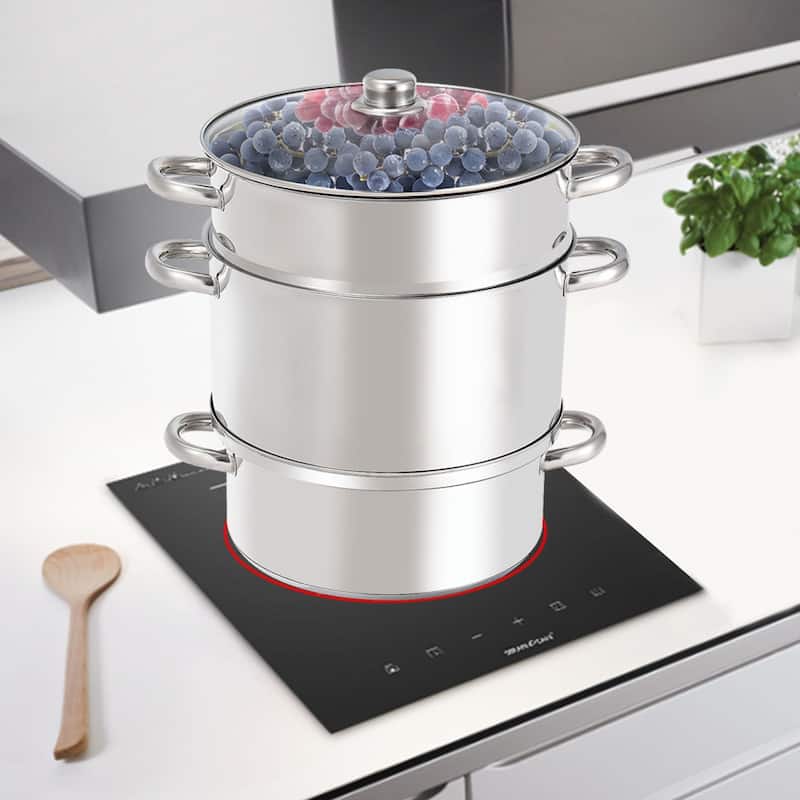 Gymax 11-Quart Stainless Steel Fruit Juicer Steamer Stove Top w/ - 12''x 12''x 14''