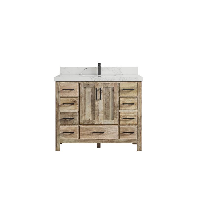 Willow Collections 42 in. W x 22 in. D Malibu Mango Single Sink Bathroom Vanity with Countertop - 2" Calacatta Nuvo - Natural Mango