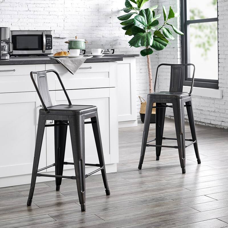 AC Pacific 24 Inch Metal Barstool Set of 2
