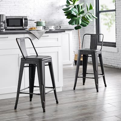 AC Pacific 24 Inch Metal Barstool Set of 2