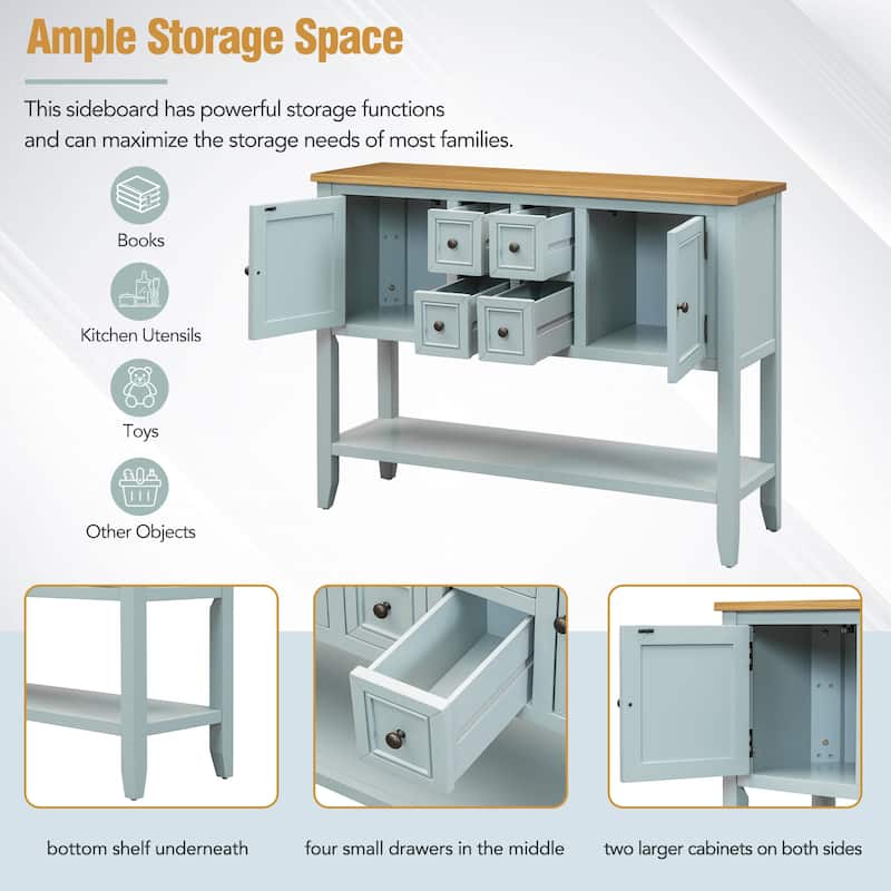 Cambridge Series Ample Storage Vintage Console Table with Four Small Drawers and Bottom Shelf