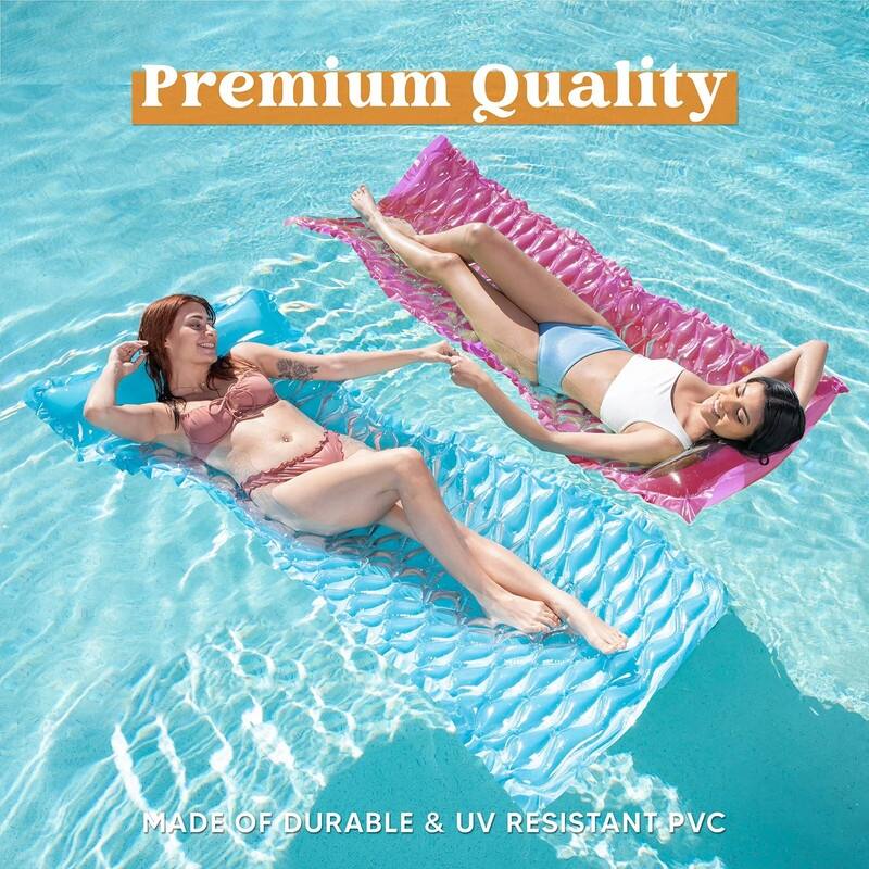 Joyfy 2Pcs Inflatable Floating Mat, Blue, Purple - 3 x 9 x 11