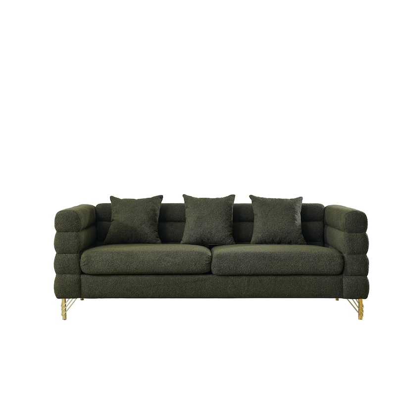 Spacious 81" Fabric Sofa with Plush Pillows