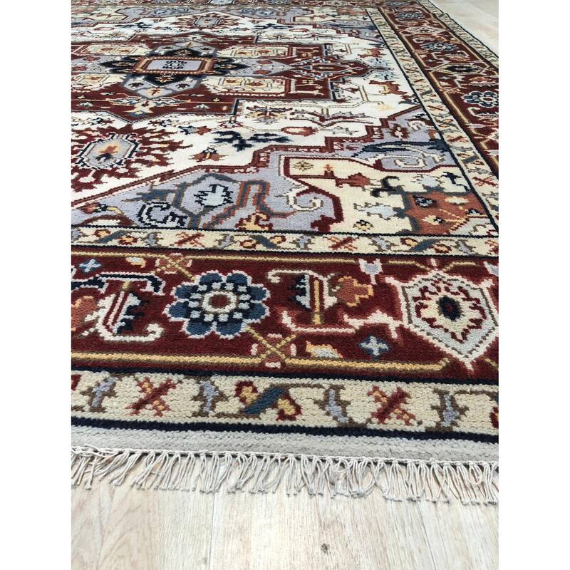 Home Decor EORC Hand-Knotted Wool Oriental Weave Rug, Ivory Luxurious & Timeless Area Rug for Enhancing Your Living Room, Bedro