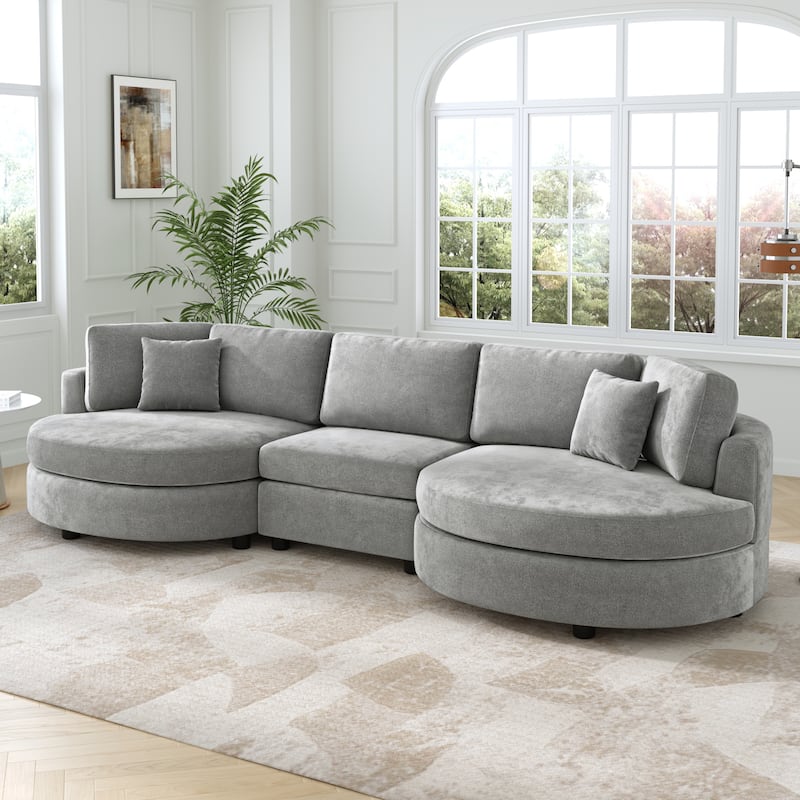 Christopher Knight Home - Xanthippe 3 Seater Upholstered Curved Design Sofa with Throw Pillow - Dark Gray