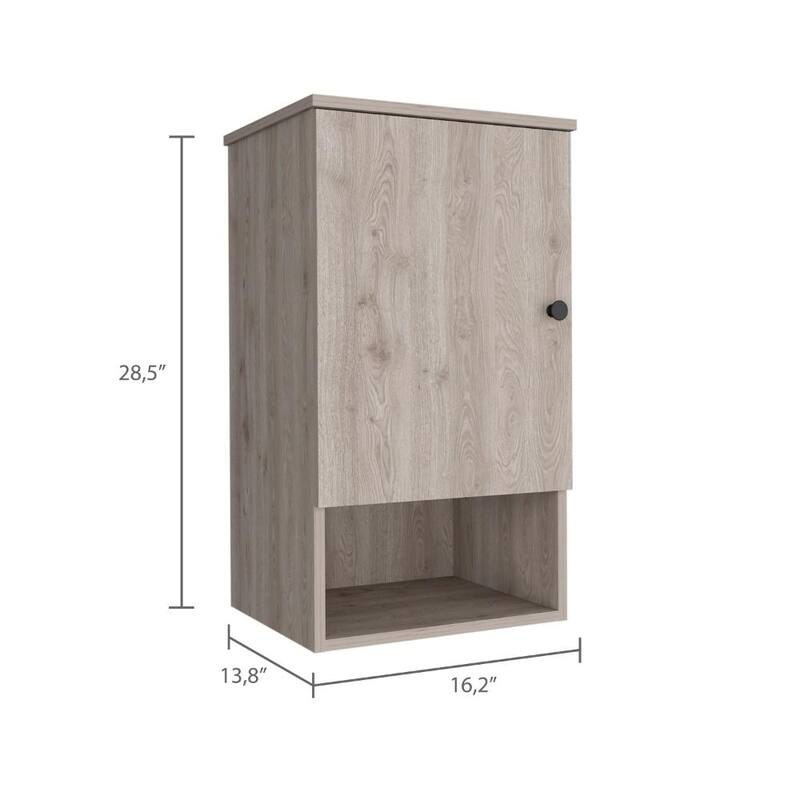 Medicine Cabinet with Soft Close, Single Door, Two Internal Shelves, Light Gray Finish - Easy Assembly
