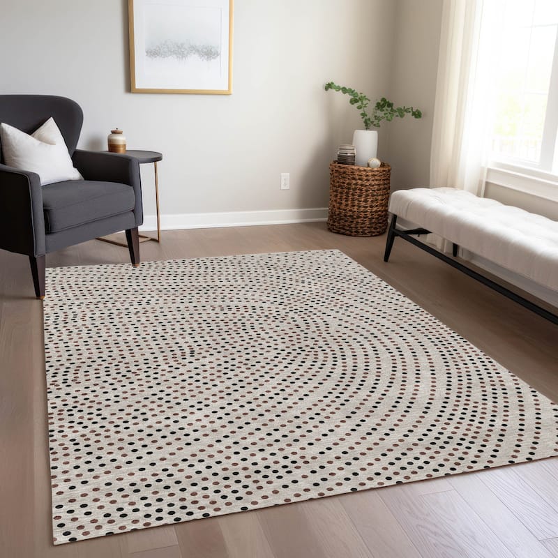 Machine Washable Indoor/ Outdoor Modern Dotty Chantille Rug