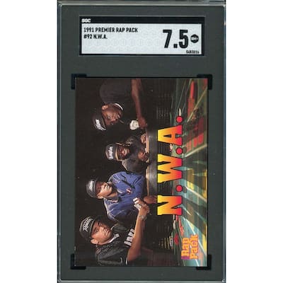 NWA 1991 Premier Rap Pack Rap Easy E Card #92 Graded SGC 7.5 - 8'6" x 11'6"