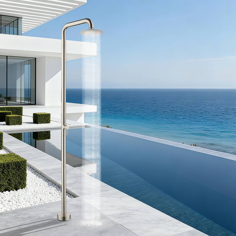 81"H Stainless Steel Freestanding Outdoor Shower with Handheld Shower