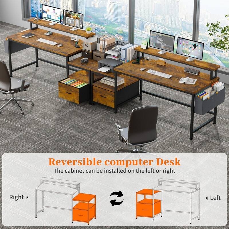 Long Desk with Stand Monitor