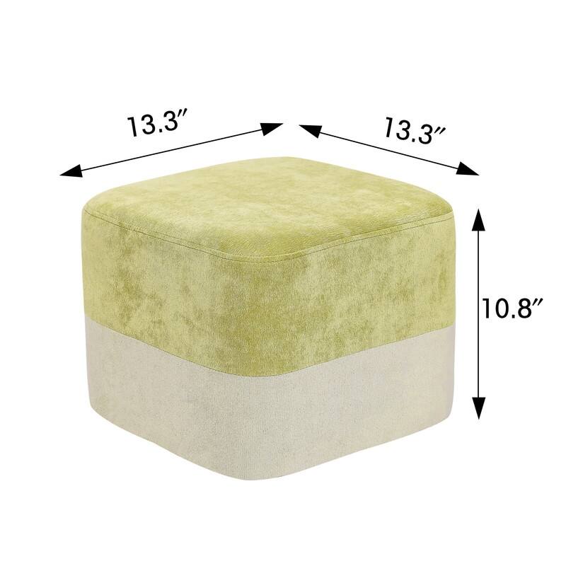 Adeco Square Fabric Ottoman Two-Color Stitching Footrest Stool