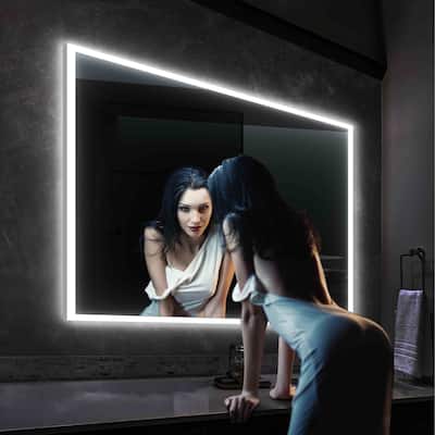 Smart Bathroom LED Mirror with Antifog, Dimmer, Adjustable Color Temp