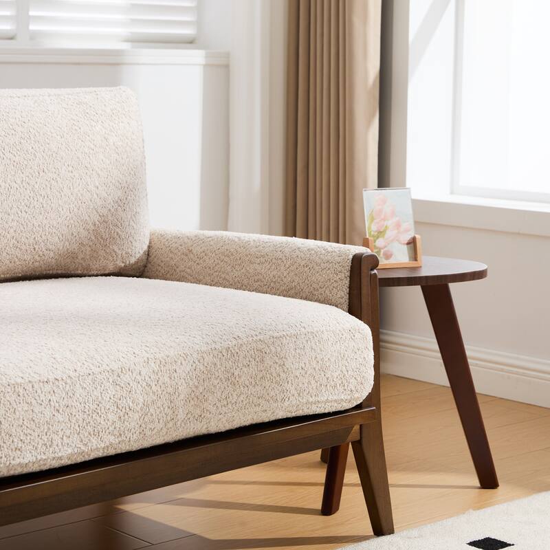 Christopher Knight Home - Mid-Century Modern 3-Seater 74" Upholstered Sofa with Solid Wood Frame